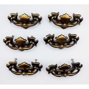 Brass Batwing Chippendale Bat Wing Metal Drop Bail Drawer Pulls Set 6 CP 1825